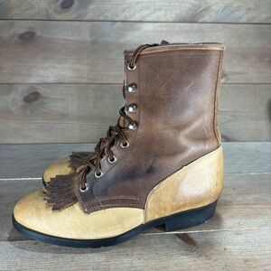 laredo kiltie womens size 7 shoes brown leather western roper boots
